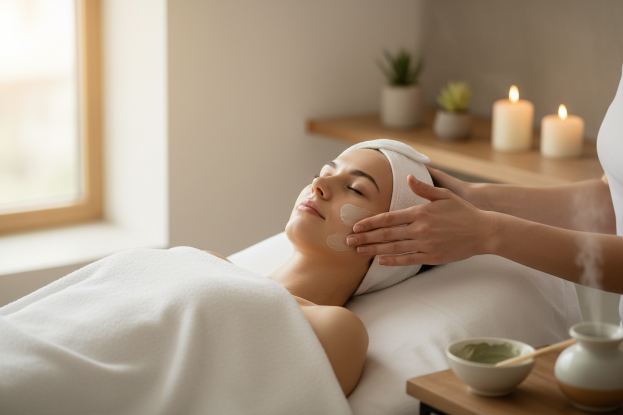 an image of someone having mini facials done